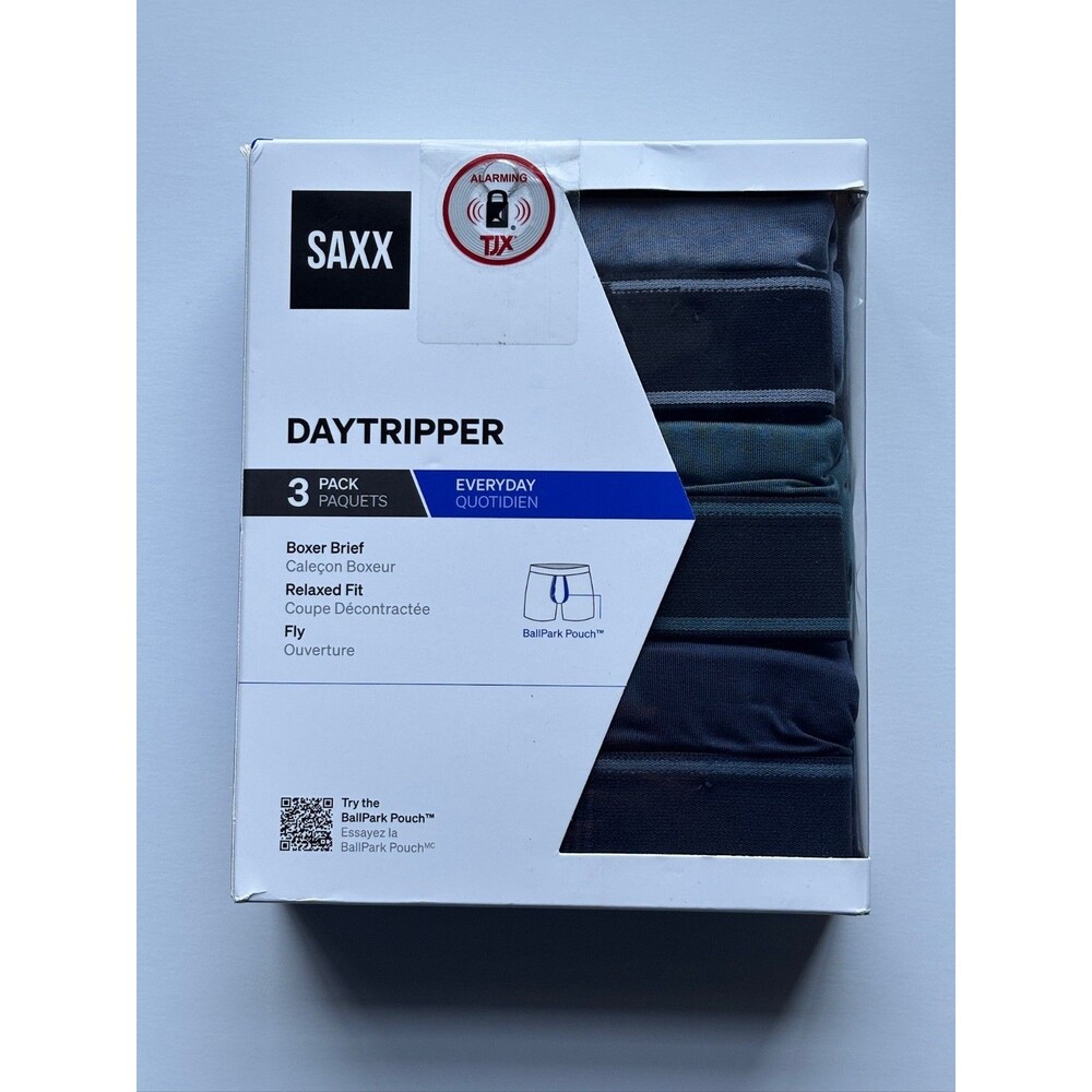 Men’s Saxx 3-Pack Daytripper Boxer Briefs Medium - Flinstone/ Storm Blue/ Navy